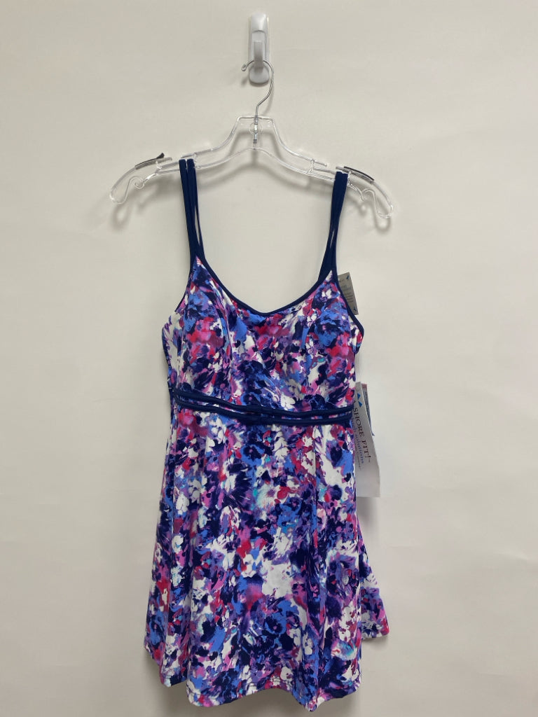 NWT  SIZE  22W Blue Pink/White Print Plus Size Swimwear