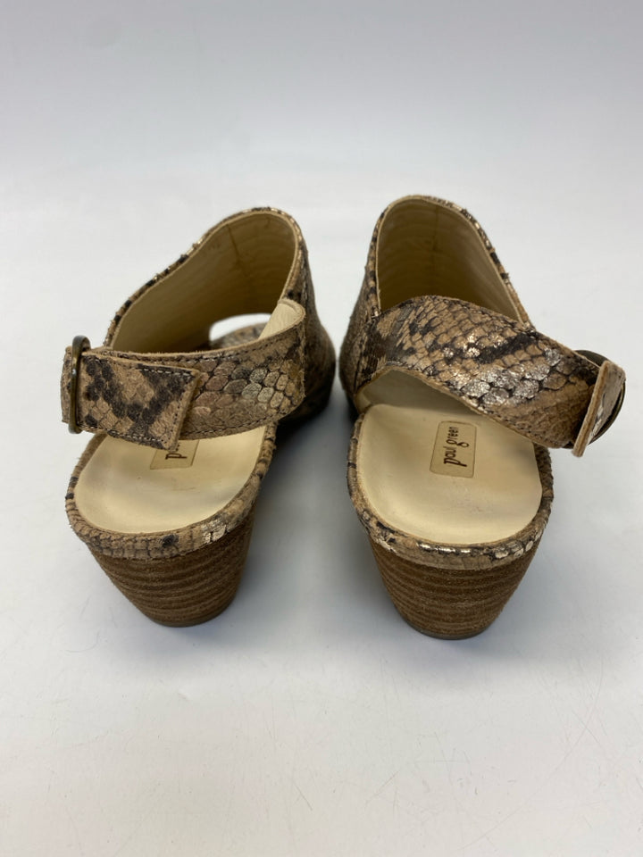 Paul Green  Size 5.5 Brown Black/Gold Snakeprint Sandals