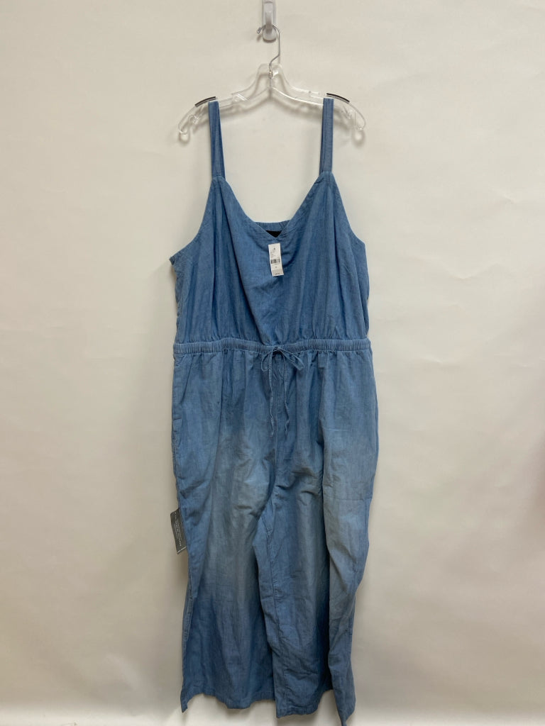 NWT Lane Bryant  SIZE  28 Pale Blue Sleeveless Chambray Plus Size Jumpsuit