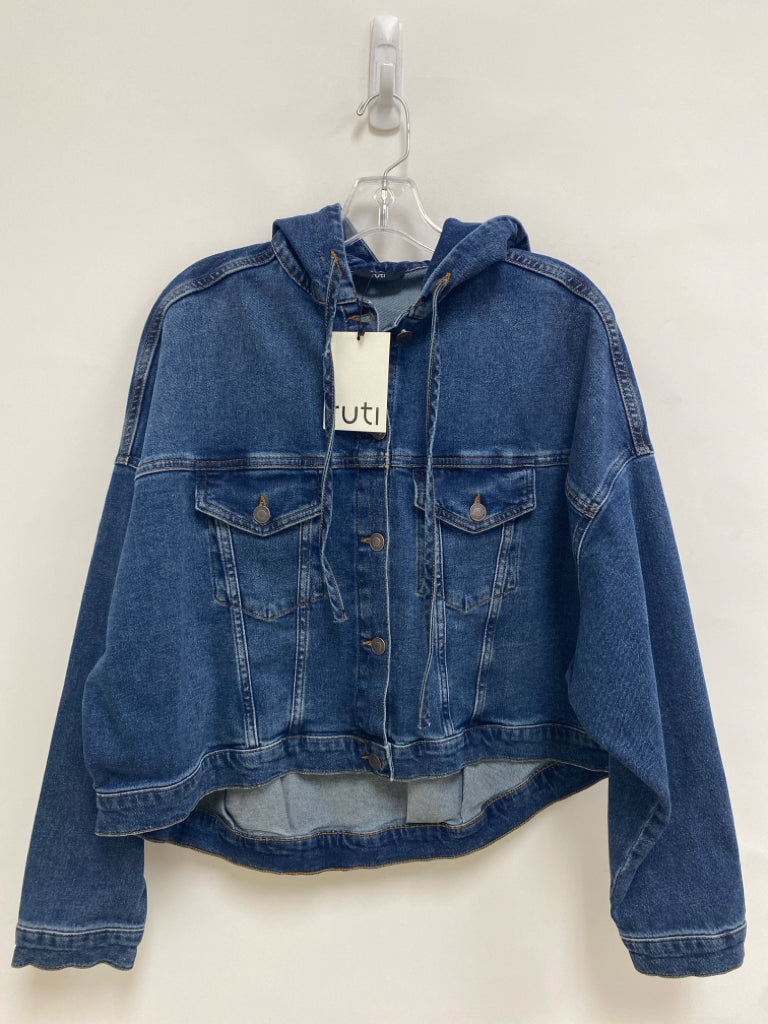 NWT Size M Blue Hooded Button Up Denim Ladies Jacket
