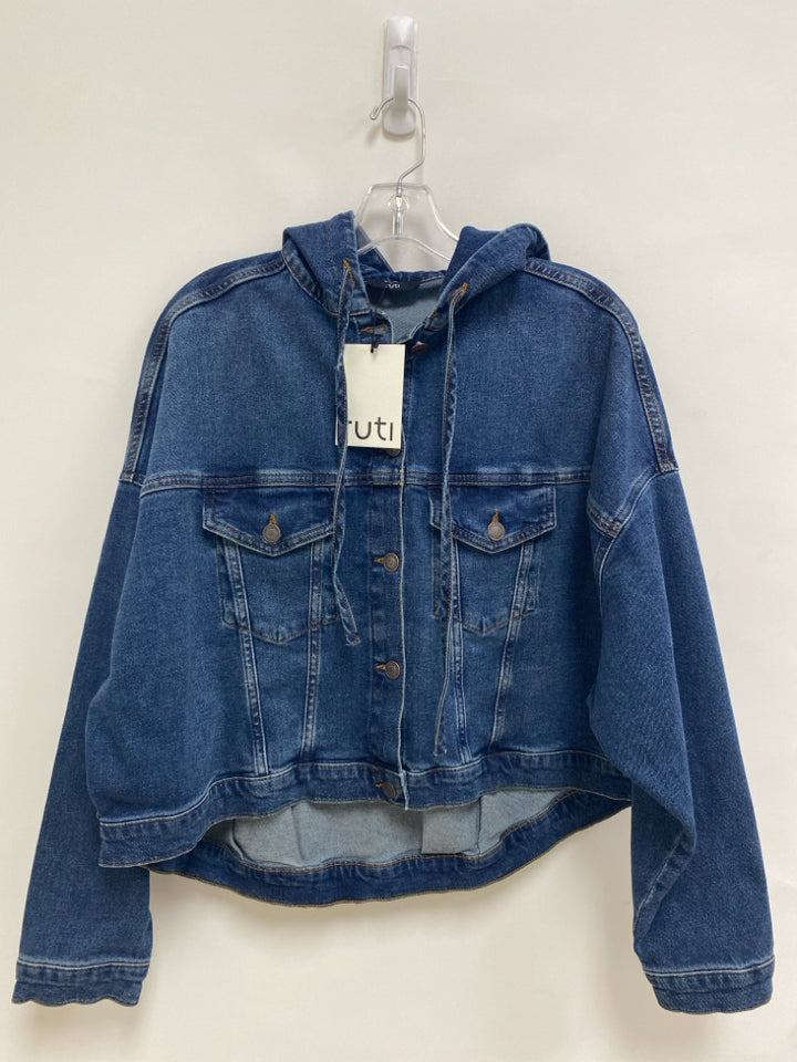 NWT Size M Blue Hooded Button Up Denim Ladies Jacket