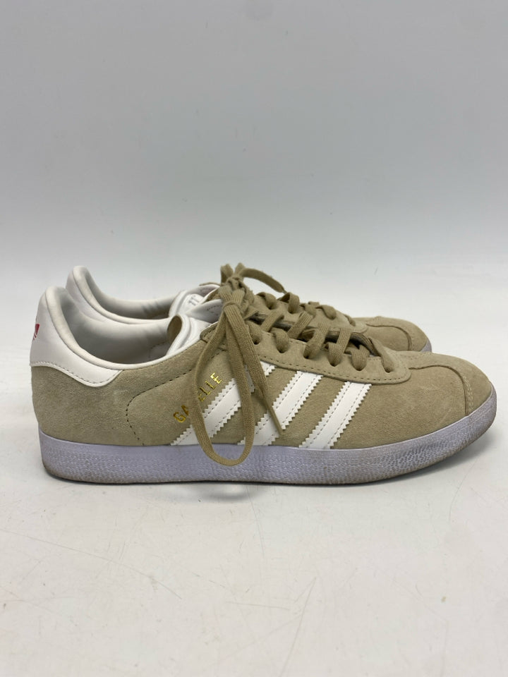 Adidas  Size 6.5 Tan White Lace-up Sneakers