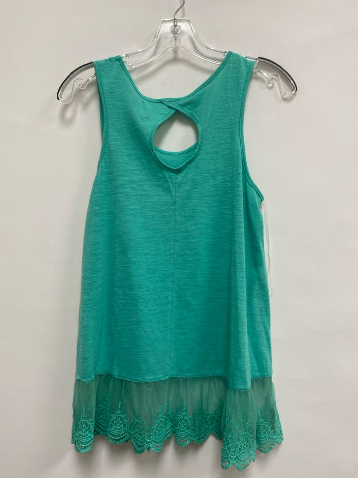 NWT Size M Teal Green Sleeveless Lace Ladies Top
