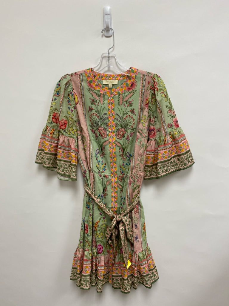 Size S Green Pink/Multi Assorted Print Cotton Ladies Dress