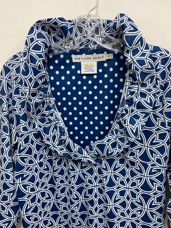 Gretchen Scott Size L Blue White Print Ladies Dress