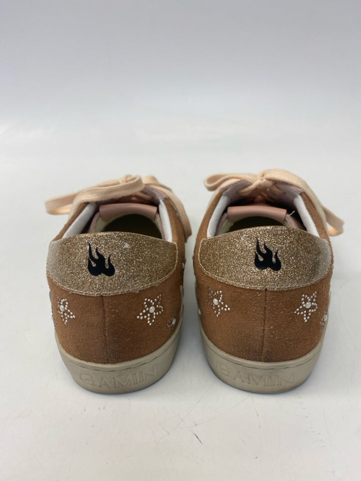 NEW/BOX Gamin  Size 37 Blush Brown/White Lace-up Sneakers