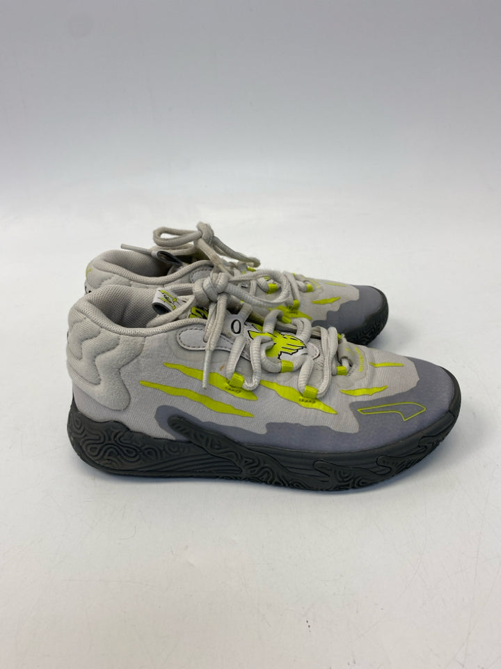 Puma SIZE 2 Gray Lime Green Lace-Up Boy&