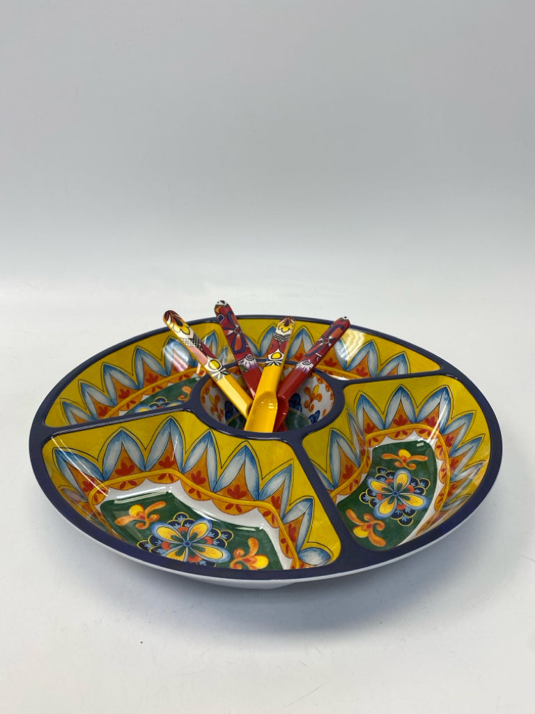 Panama Jack Yellow Blue/Orange Floral Melamine Serving Piece