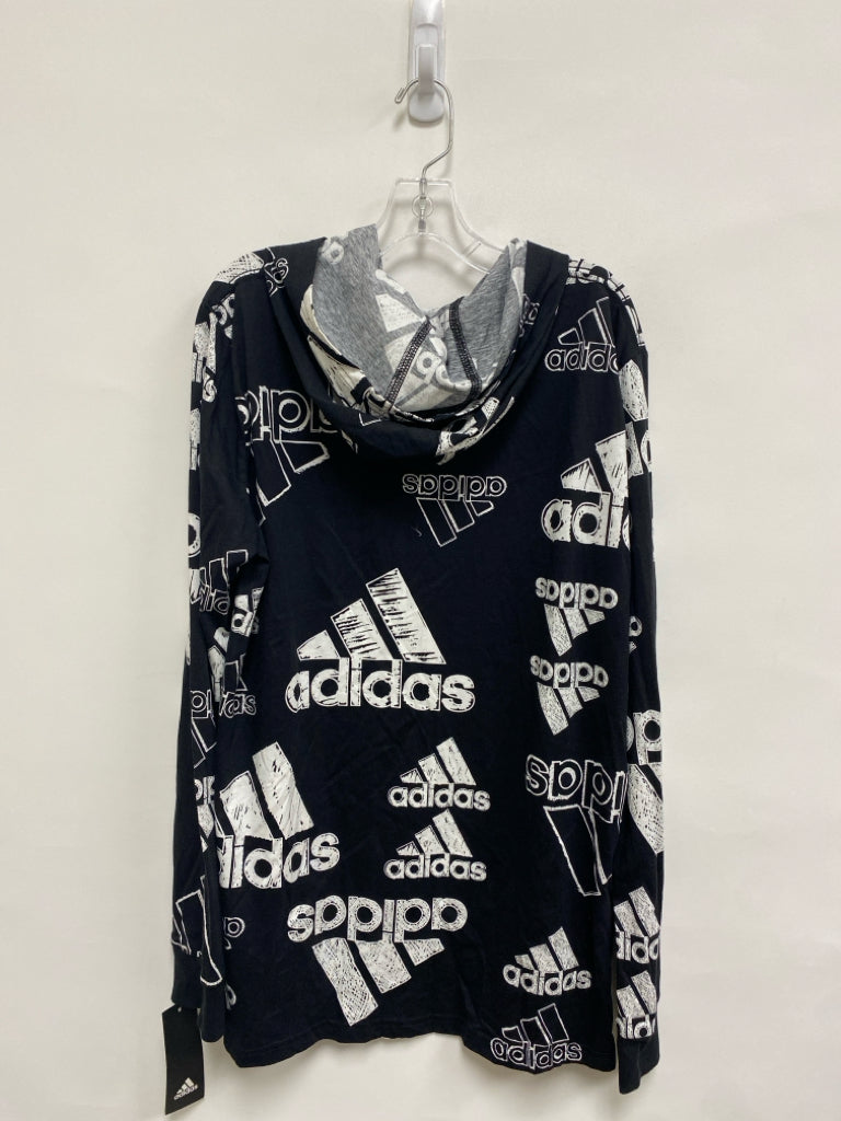 Adidas SIZE 18/20 Black White Logo Hooded Boy&