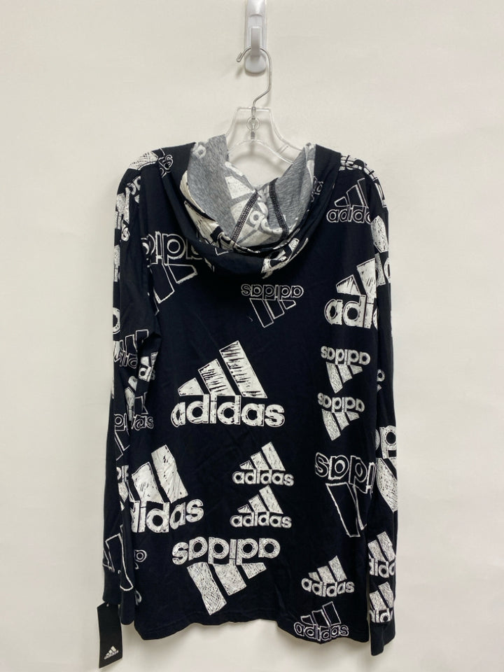 Adidas SIZE 18/20 Black White Logo Hooded Boy&