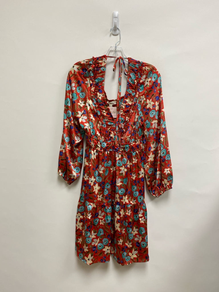 NWT EE:SOME Size M Red Blue/Green Flowers Ladies Dress