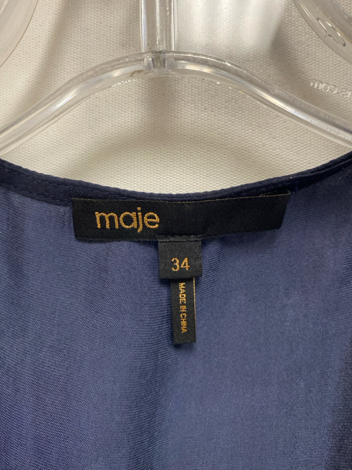 Maje Size 2 Dark Navy Maxi Ladies Dress