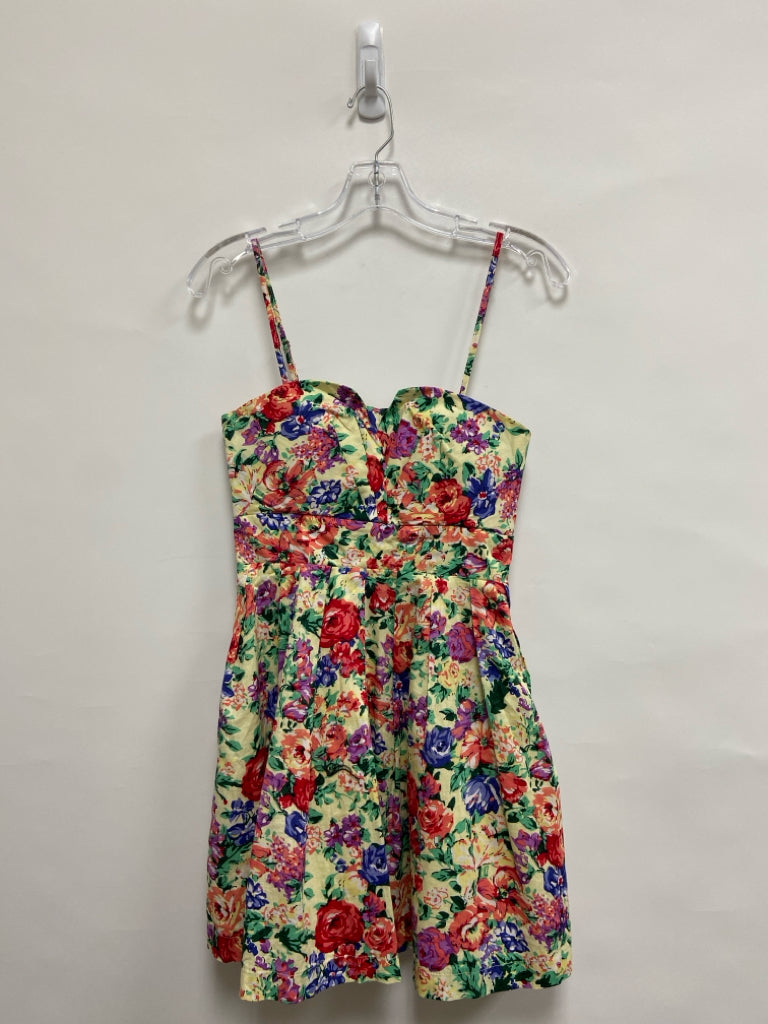 Sans Souci Size S Yellow Purple/Green Floral Ladies Dress