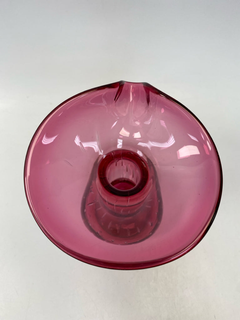 Cranberry Clear Cut-Glass Decanter