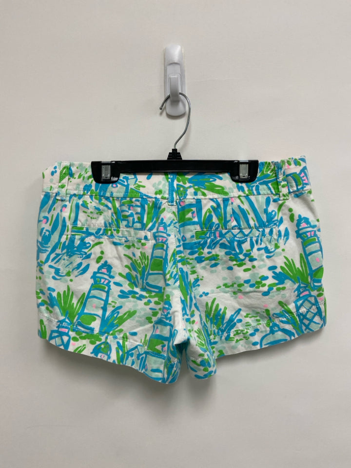 LILLY PULITZER Size 2 White Blue/Green Lighthouse Ladies Shorts