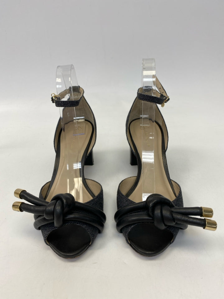 Anthropologie  Size 8 Black Knotted Denim Sandals