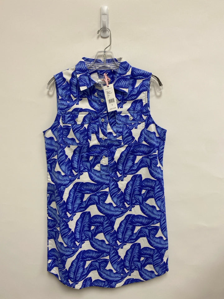 NWT Vineyard Vines Size 6 Blue White Leaves Sleeveless Ladies Dress
