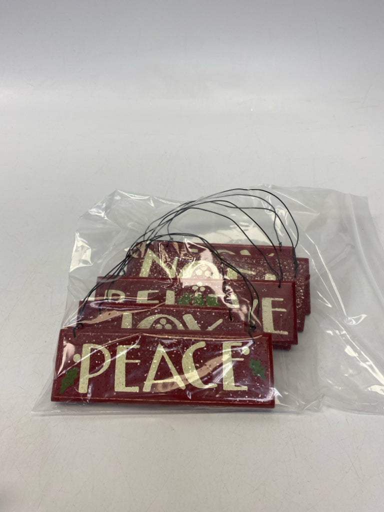 Red Cream Words Ornaments