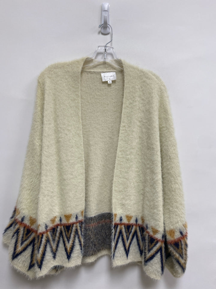 Size XS Cream Black/Tan Trimmed Drape Ladies Sweater