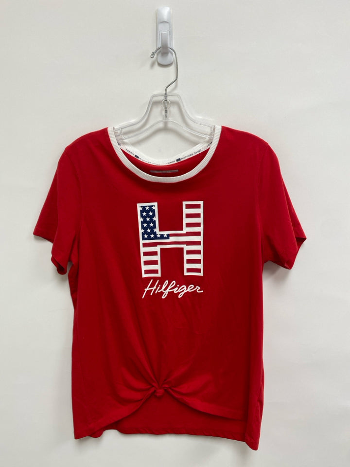 Tommy Hilfiger Size L Red White/Navy American Flag Ladies Top