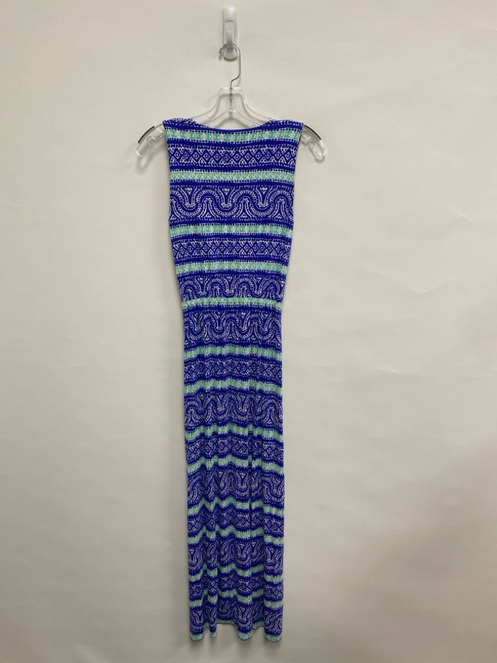 Vineyard Vines Size XS Royal Blue/White Aqua Print Maxi Ladies Dress