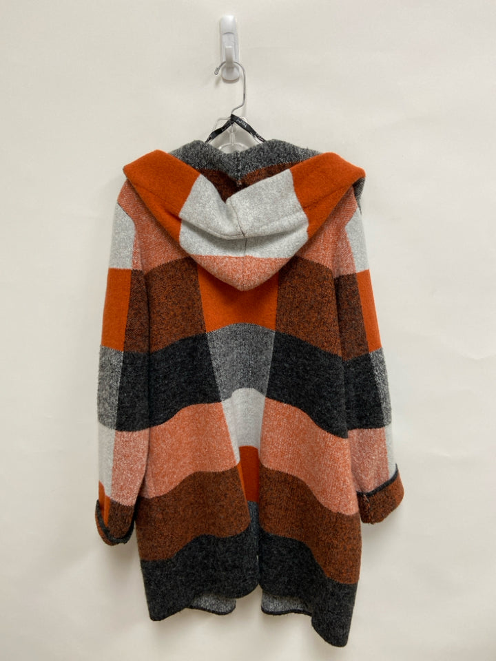 joseph ribkoff Size XL Orange/Black Gray Checkered Duster Ladies Sweater