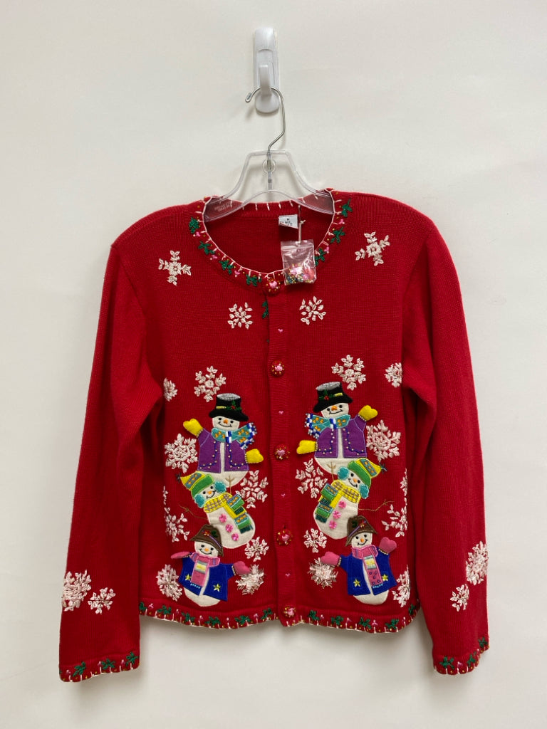 Michael Simon Size M Red White/Multi Snowman Ladies Sweater