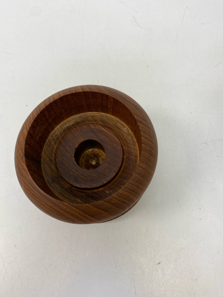 Clear Brown Wood/Glass Candleholder(s)