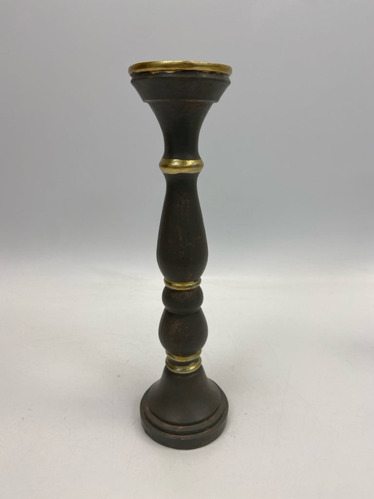 Gray Gold Trimmed Candleholder(s)