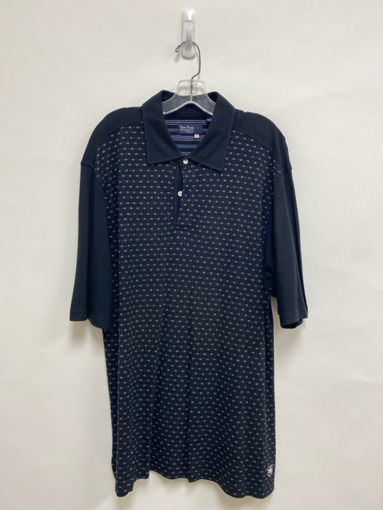 Nat Nast Size XL Black White Lines Polo Silk Blend Men&