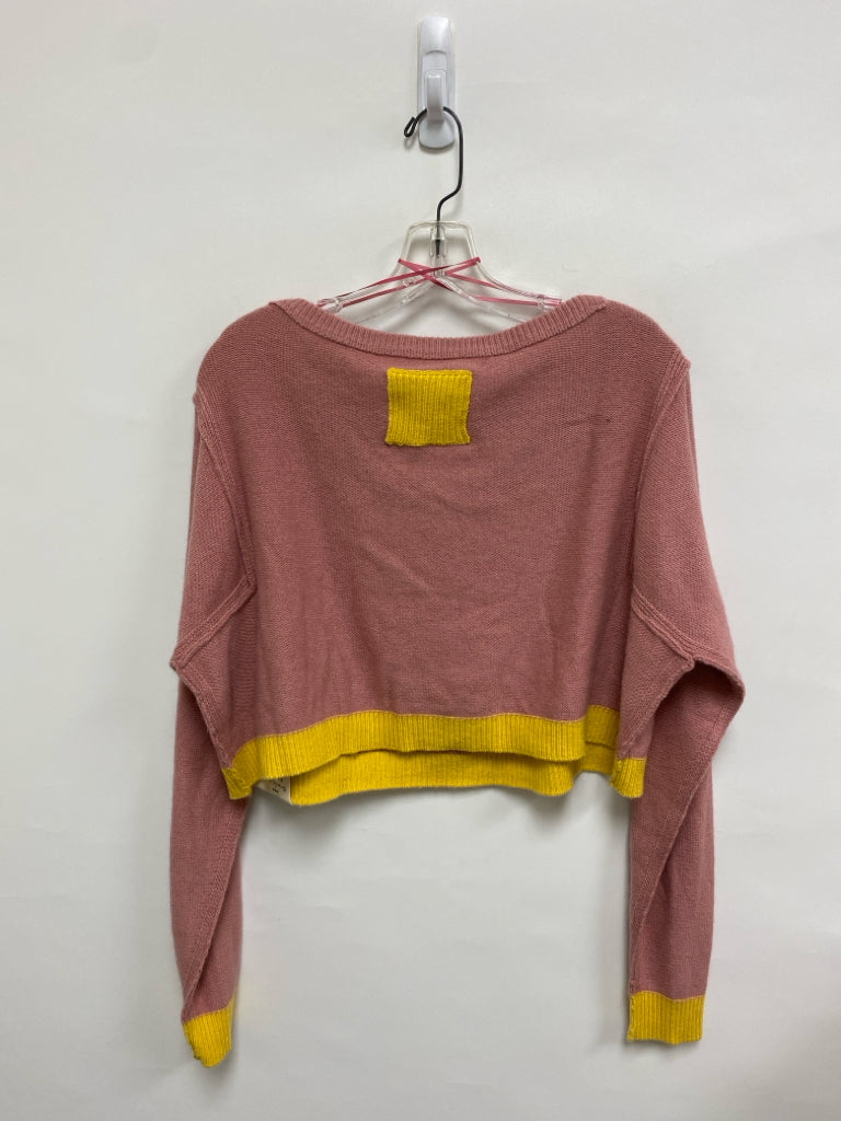NWT We The Free Size XS Pink Yellow Trimmed Ladies Sweater