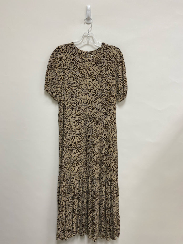 Maeve Size XS Tan Black Animal Print Puff Sleeve Ladies Dress