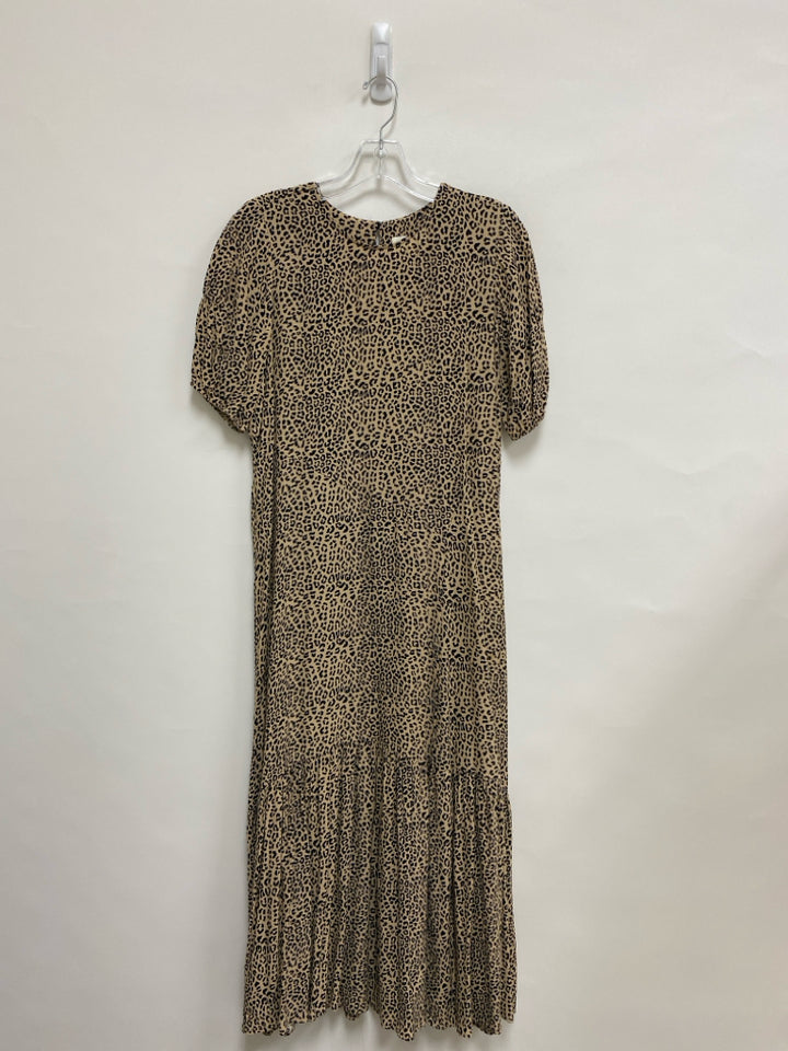 Maeve Size XS Tan Black Animal Print Puff Sleeve Ladies Dress
