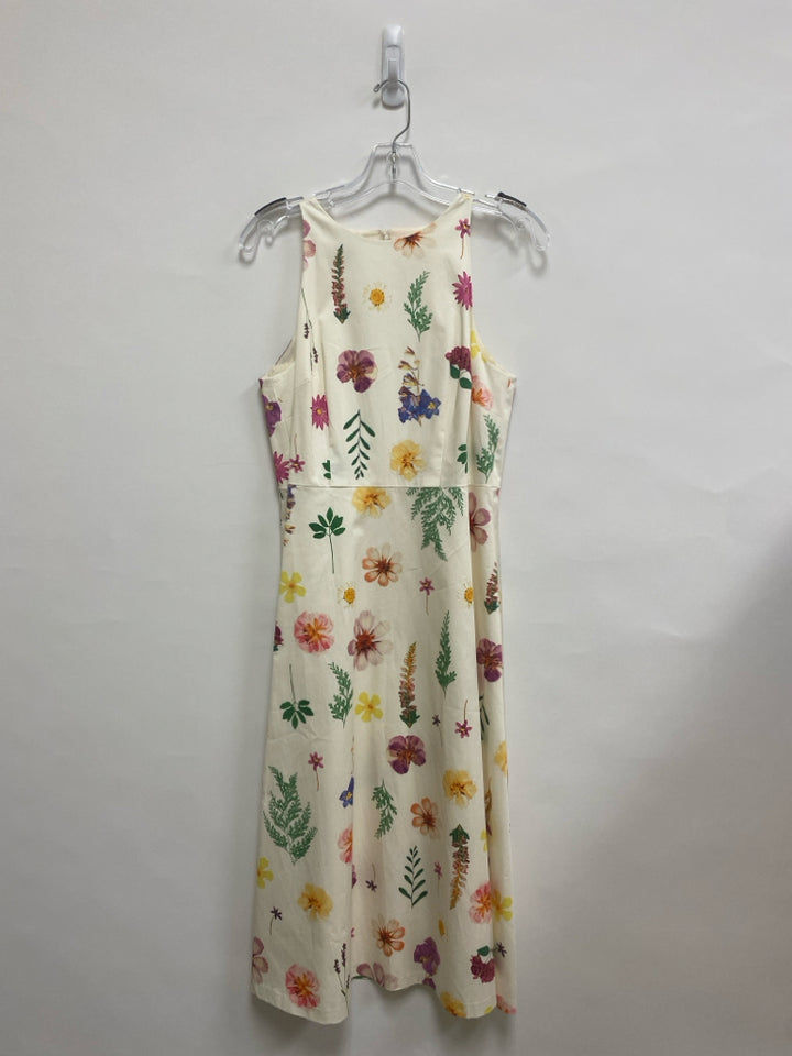 Talbots Size 6P Cream Multi Color Flowers Sleeveless Petite Dress