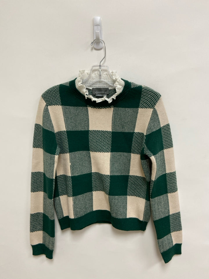 Anthropologie Size XS Green/Cream Checkered Ladies Sweater