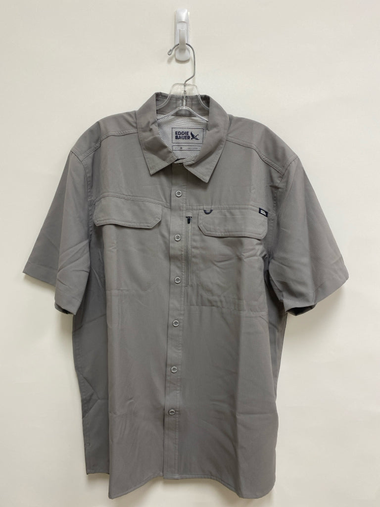 NWT Eddie Bauer Size M Gray Button Up Men&