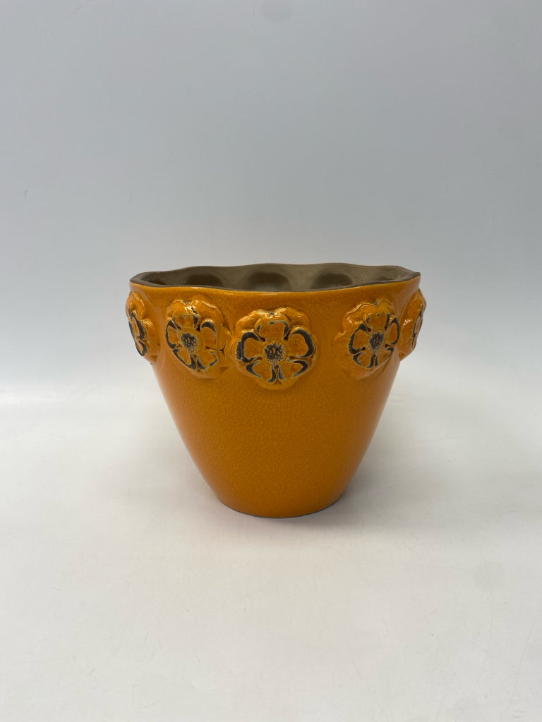 Orange Flowers Trimmed Planter