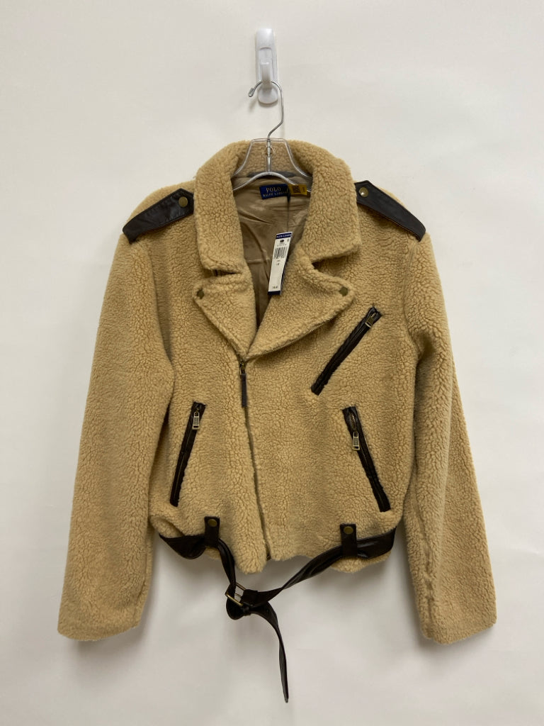 NWT Polo Size L Camel Dark Brown Trimmed Sherpa Ladies Jacket