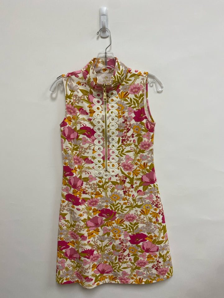 Spartina 449 Size XS Cream/Green Pink/Multi Flowers Sleeveless Ladies Dress
