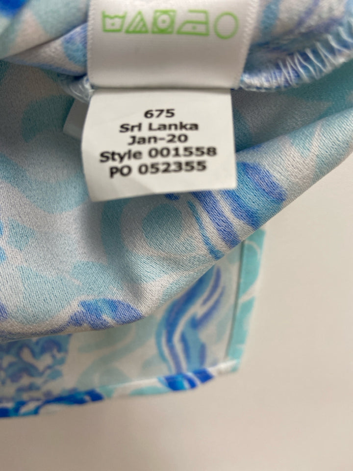 LILLY PULITZER Size 0 Light Blue White Pineapples Sleeveless Ladies Dress