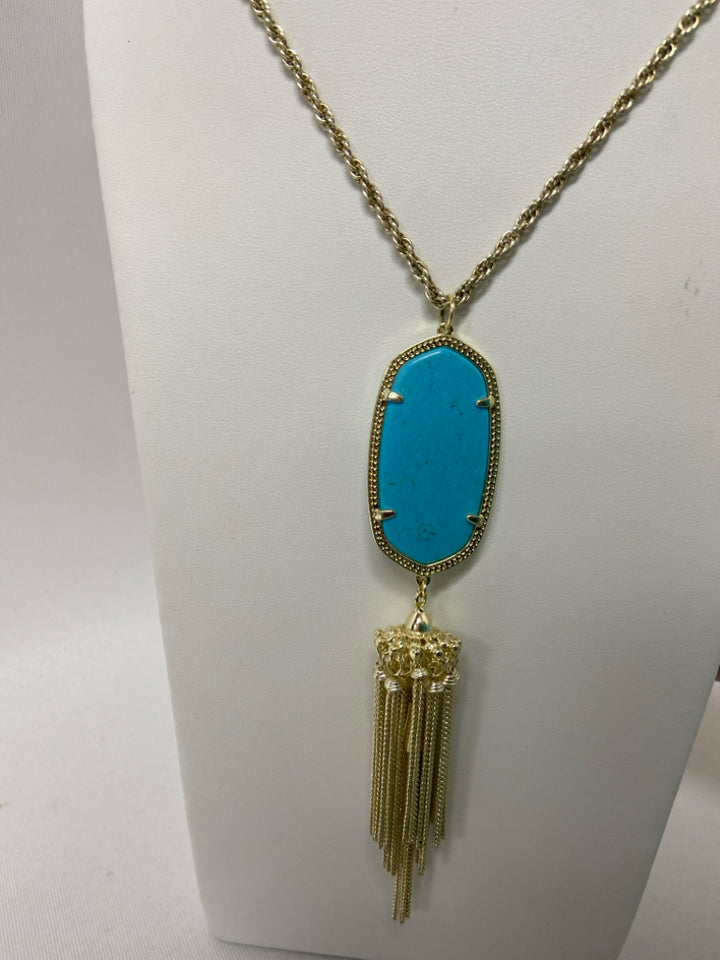 Kendra Scott Gold Color Turquoise Tassels Necklace