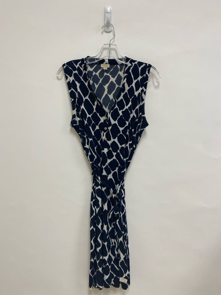 Cremieux Size M Navy White Print Sleeveless Ladies Dress
