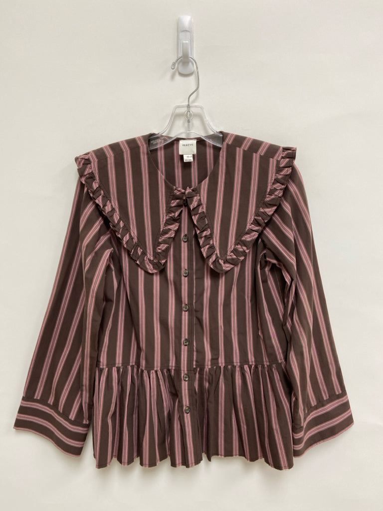 Maeve Size XS Brown Pink Striped Ladies Top