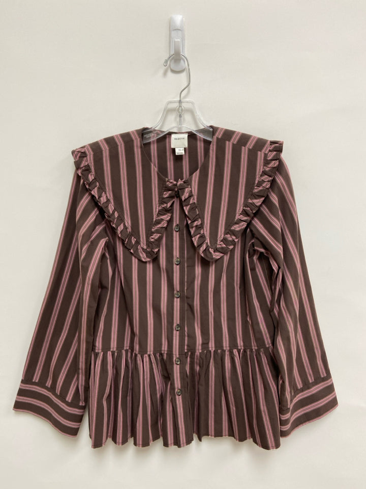 Maeve Size XS Brown Pink Striped Ladies Top