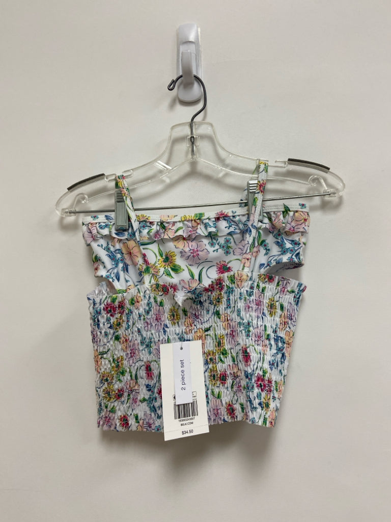 NWT Crown &amp; Ivy SIZE 7 White Multi Color Smocking Girl&