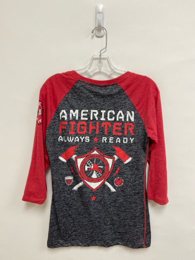 NWT Size M Red Gray 3/4 Sleeve Ladies Top