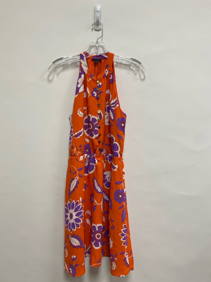 Ann Taylor Size 6P Orange Purple/White Floral Sleeveless Petite Dress