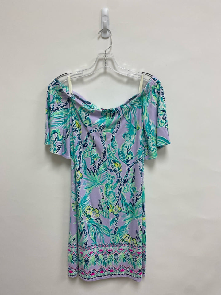 LILLY PULITZER Size M Lavender Aqua/Yellow Tropical Ladies Dress