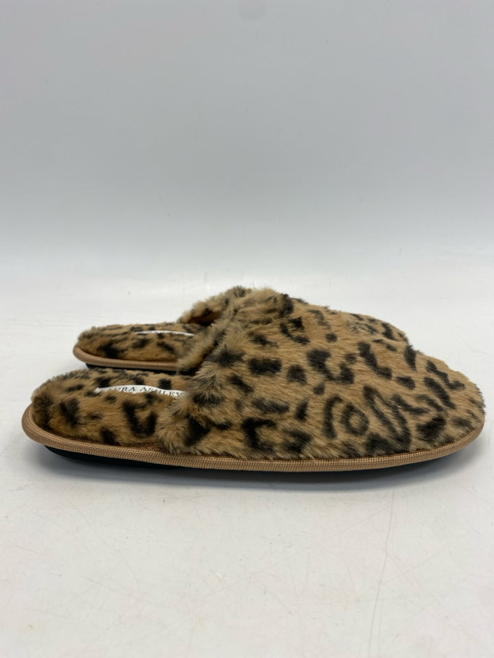 NWOT Laura Ashley Tan Black Animal Print Slippers