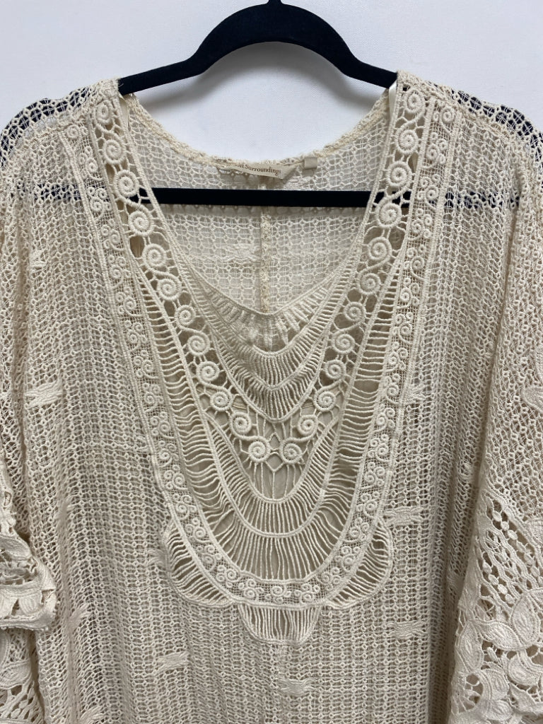 Soft Surroundings Size L Cream Crochet Ladies Dress